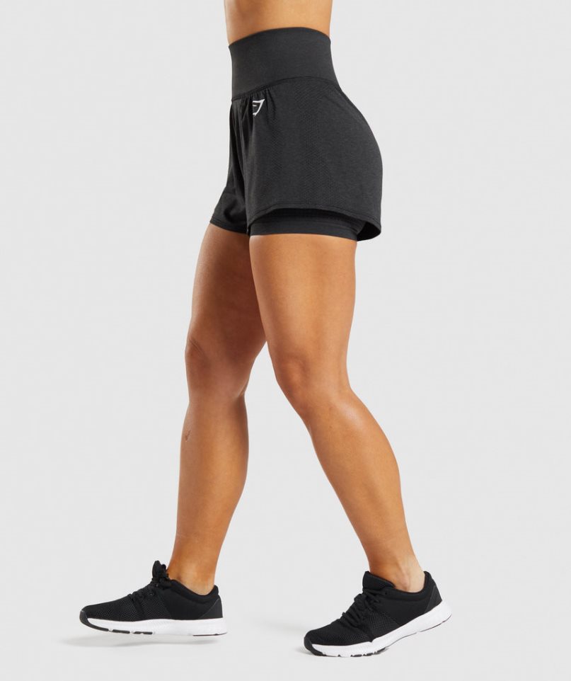 Women's Gymshark Vital Seamless 2.0 2-in-1 Shorts Black | NZ 6FYVLW